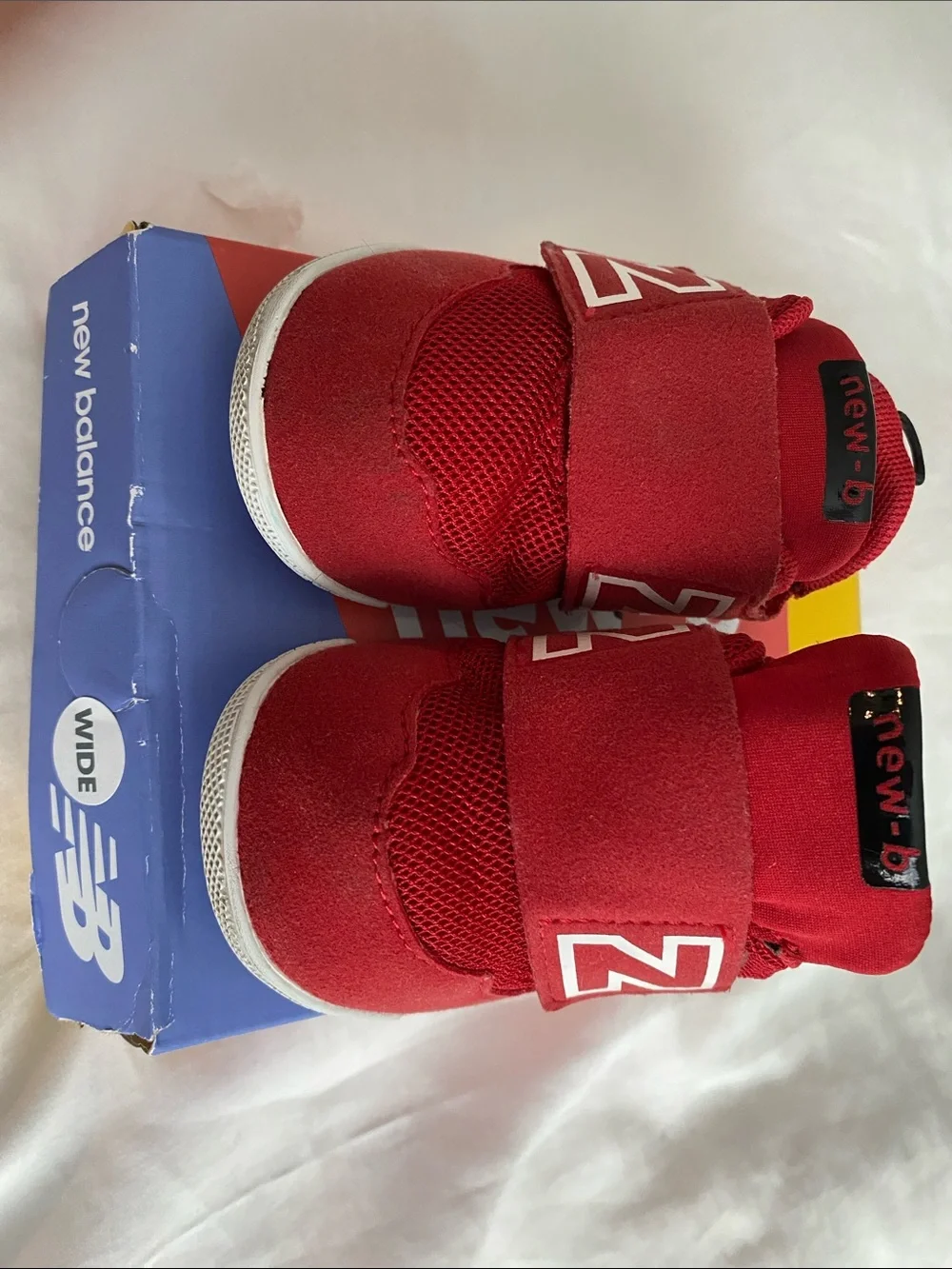 New Balance new-b Red Baby Sneakers with White Accents WIDE width